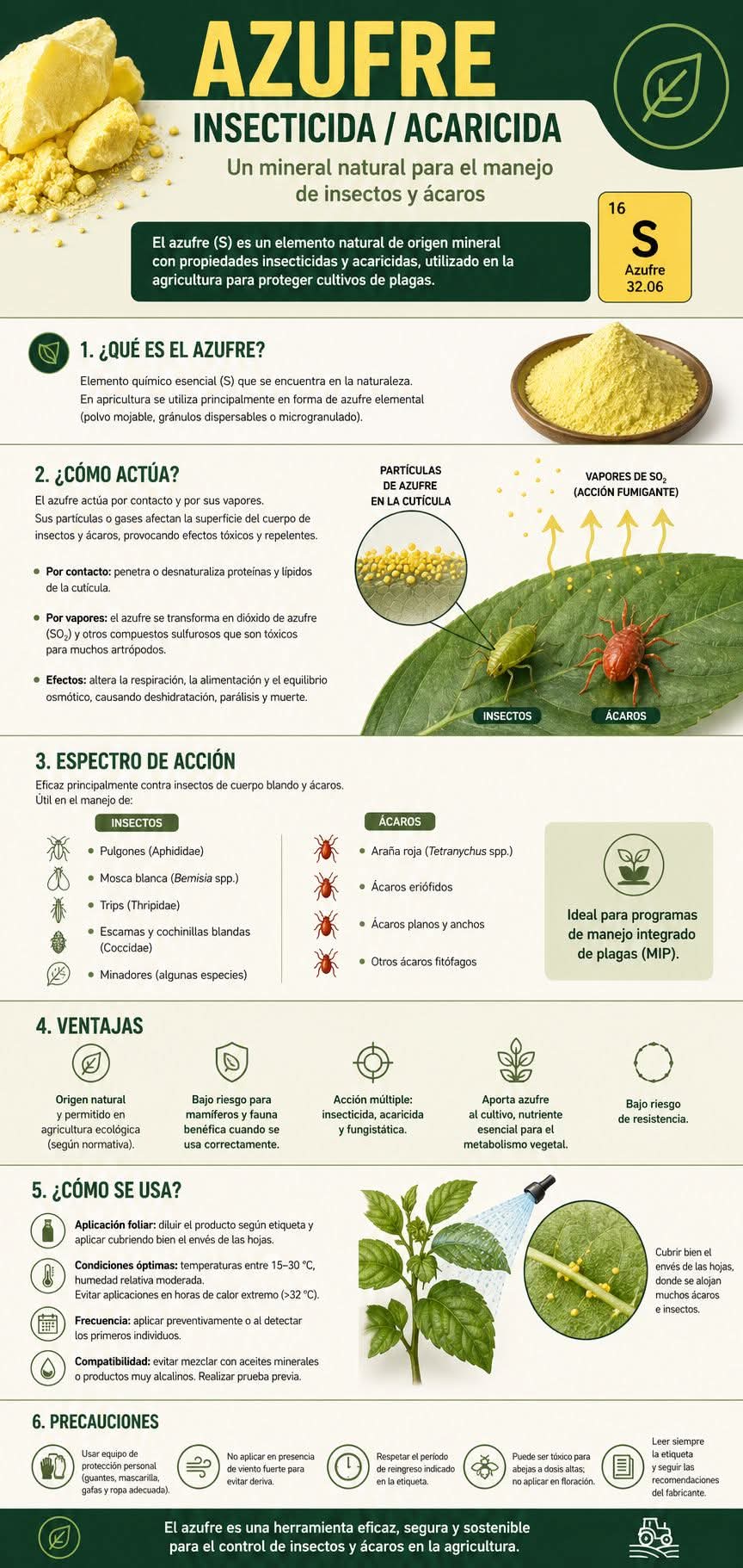 azufre, insecticida