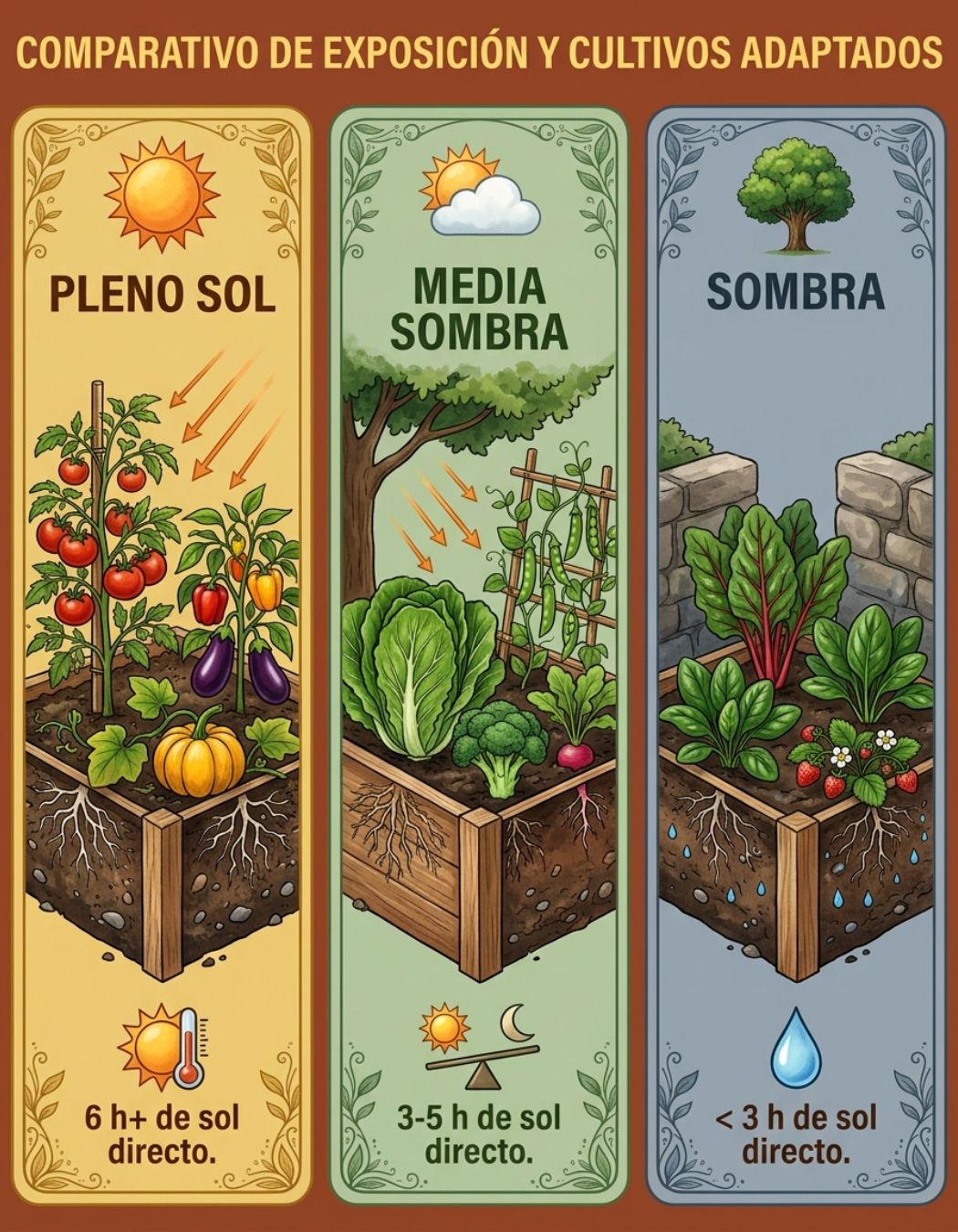 cultivos, sol, sombra