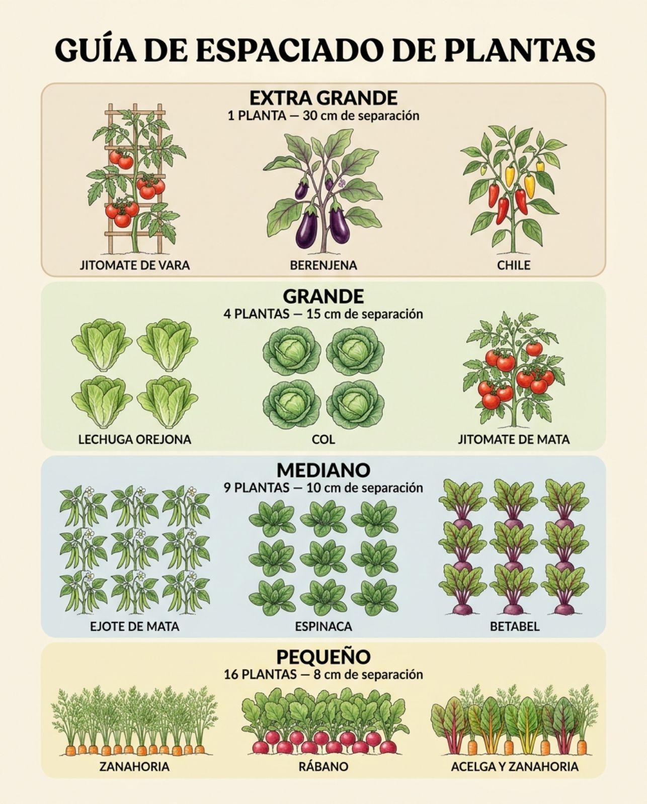 plantas, espaciado