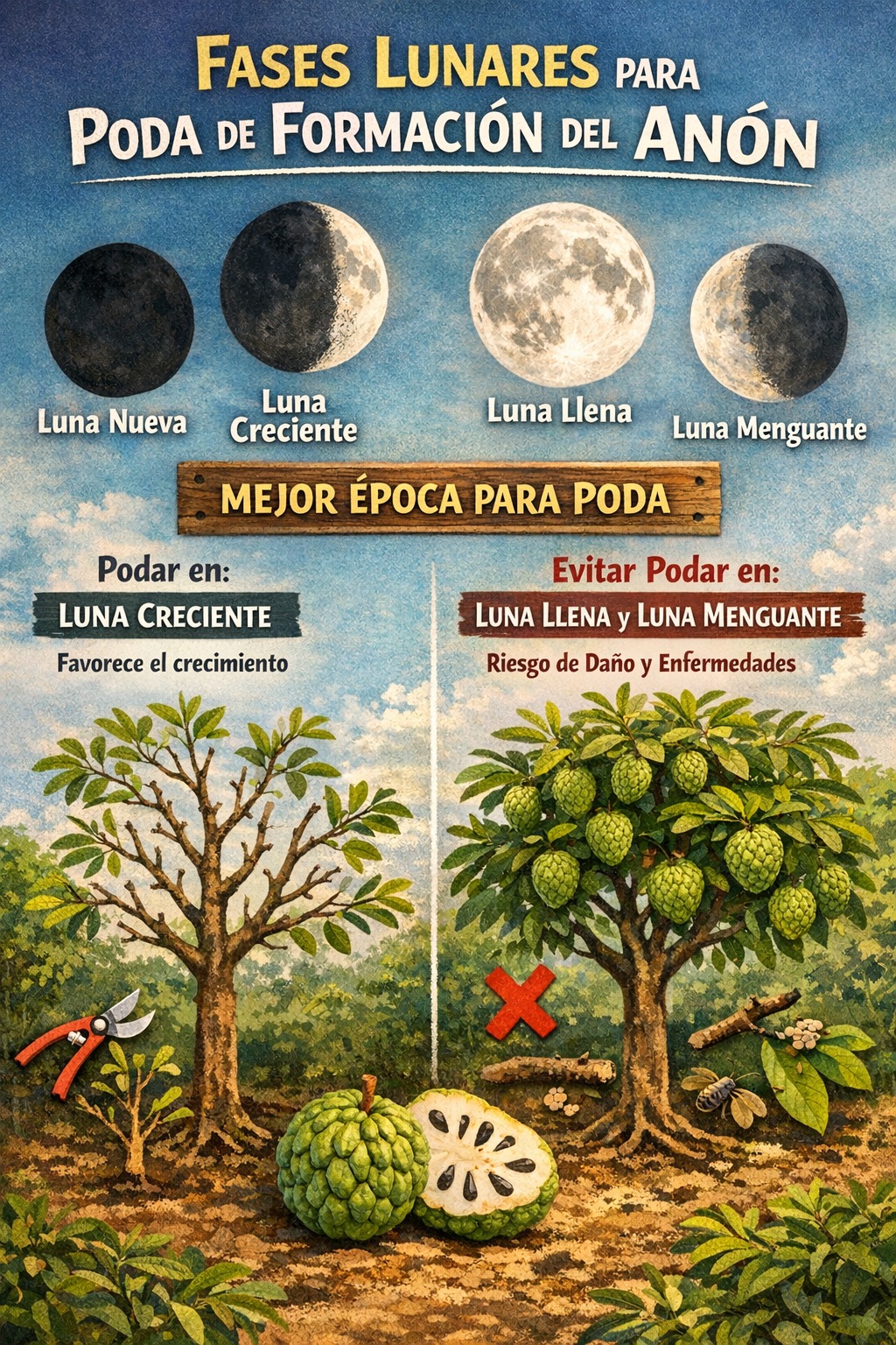 poda, fases, lunares