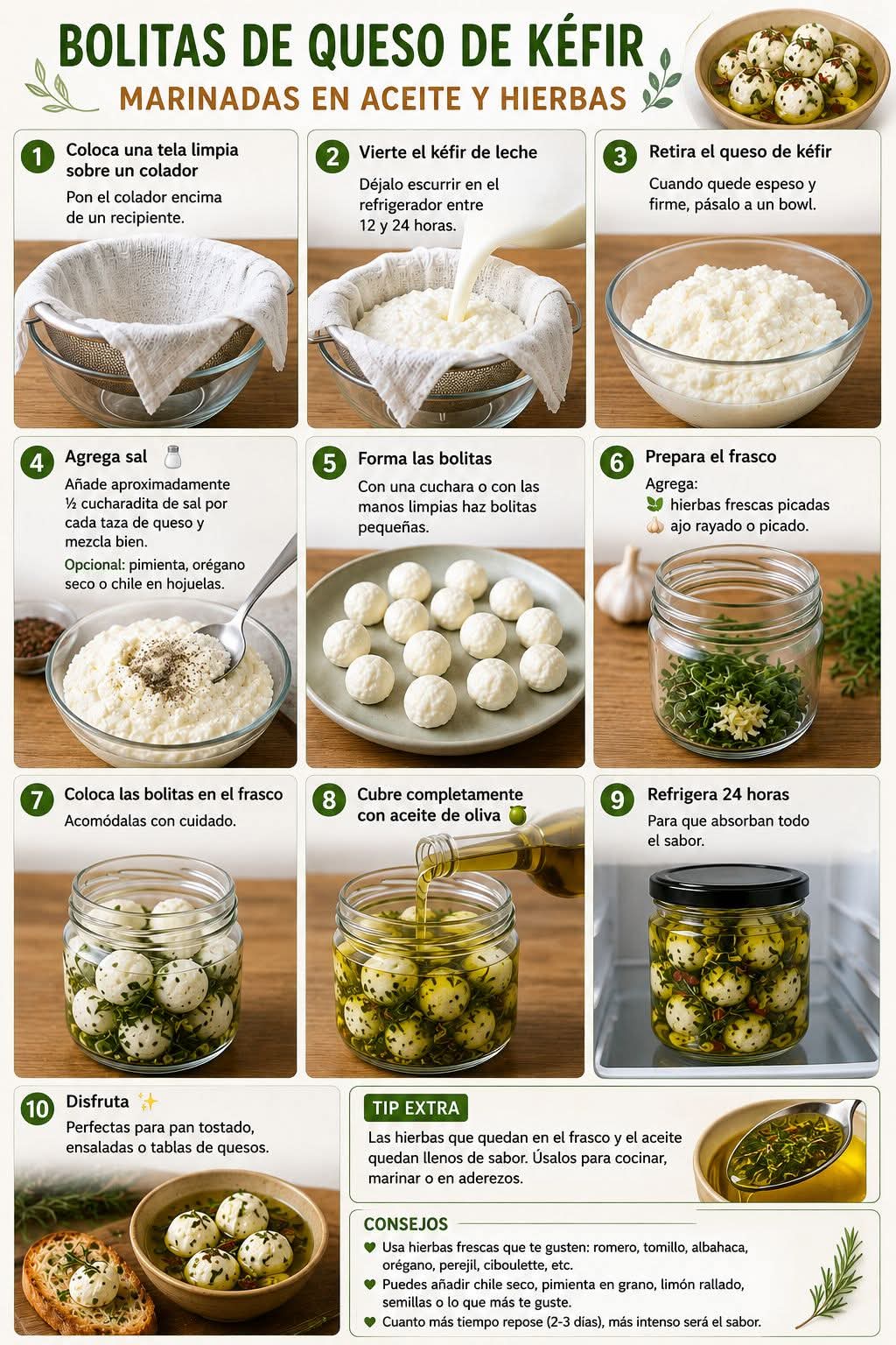 bolitas, queso, kefir