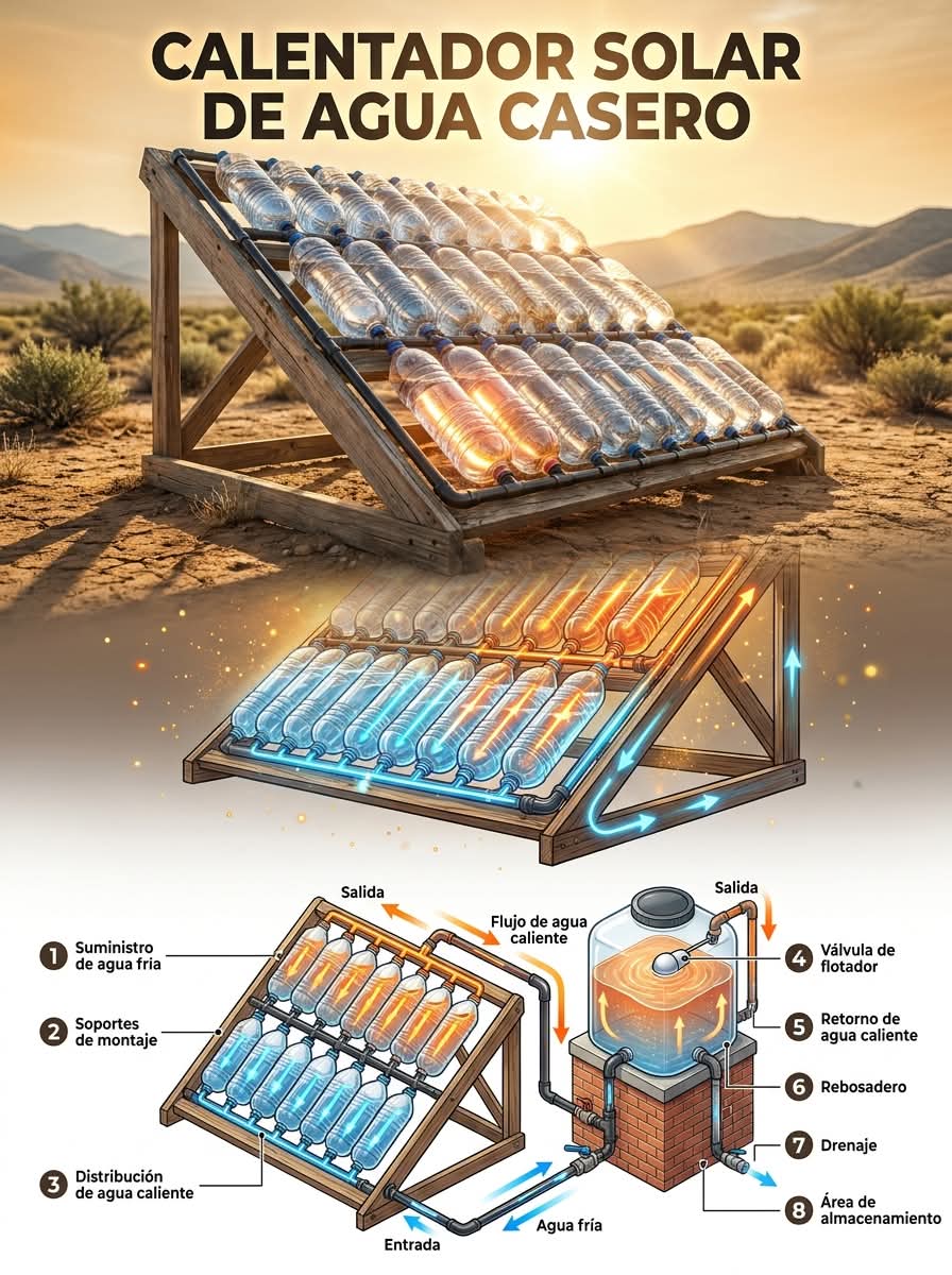calentador, solar, agua