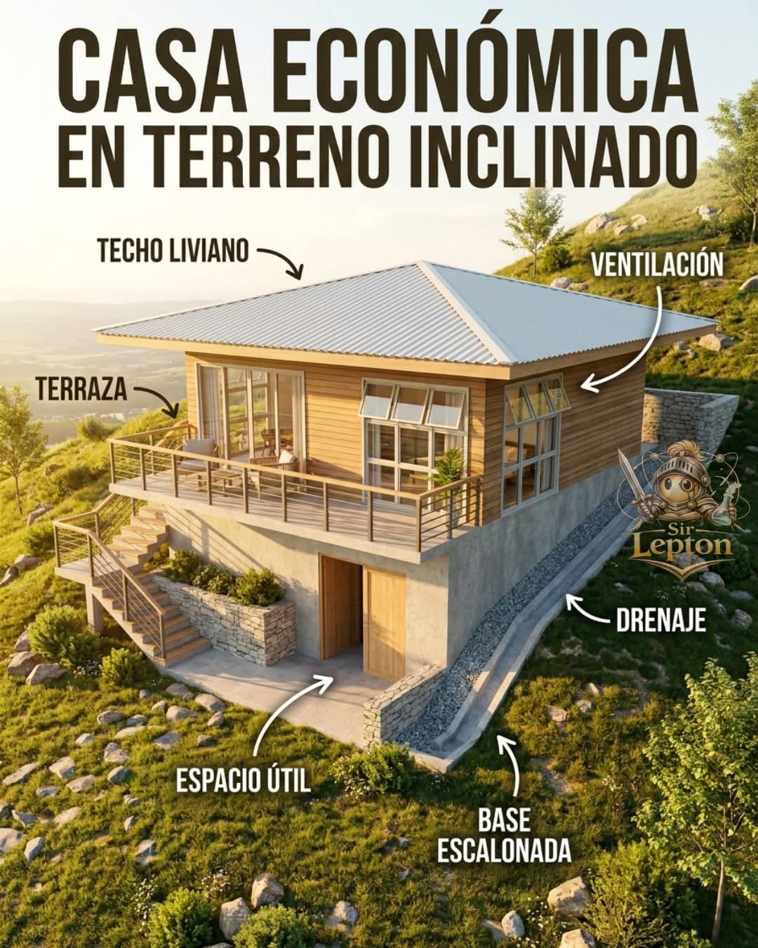 casa, terreno, inclinado