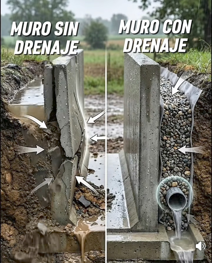 muro, drenaje