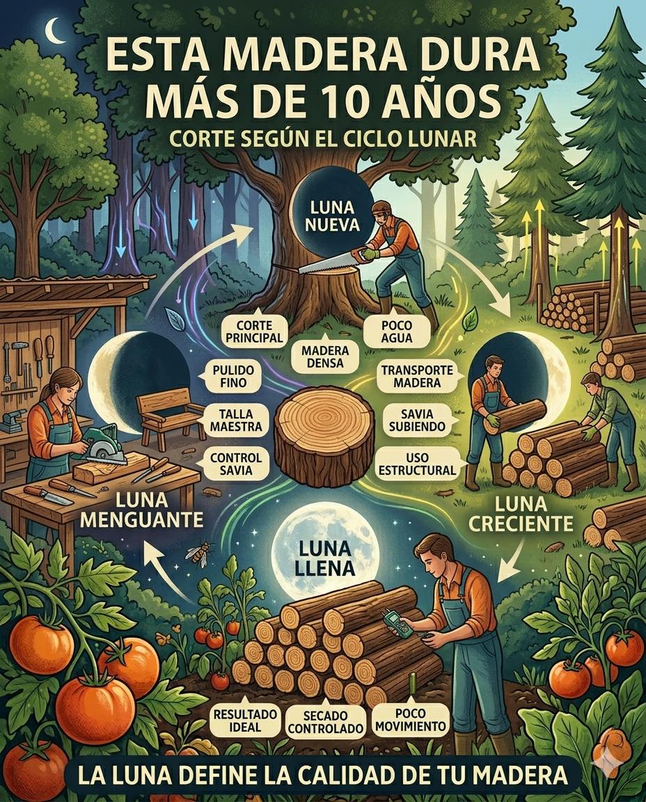 madera, corte, luna
