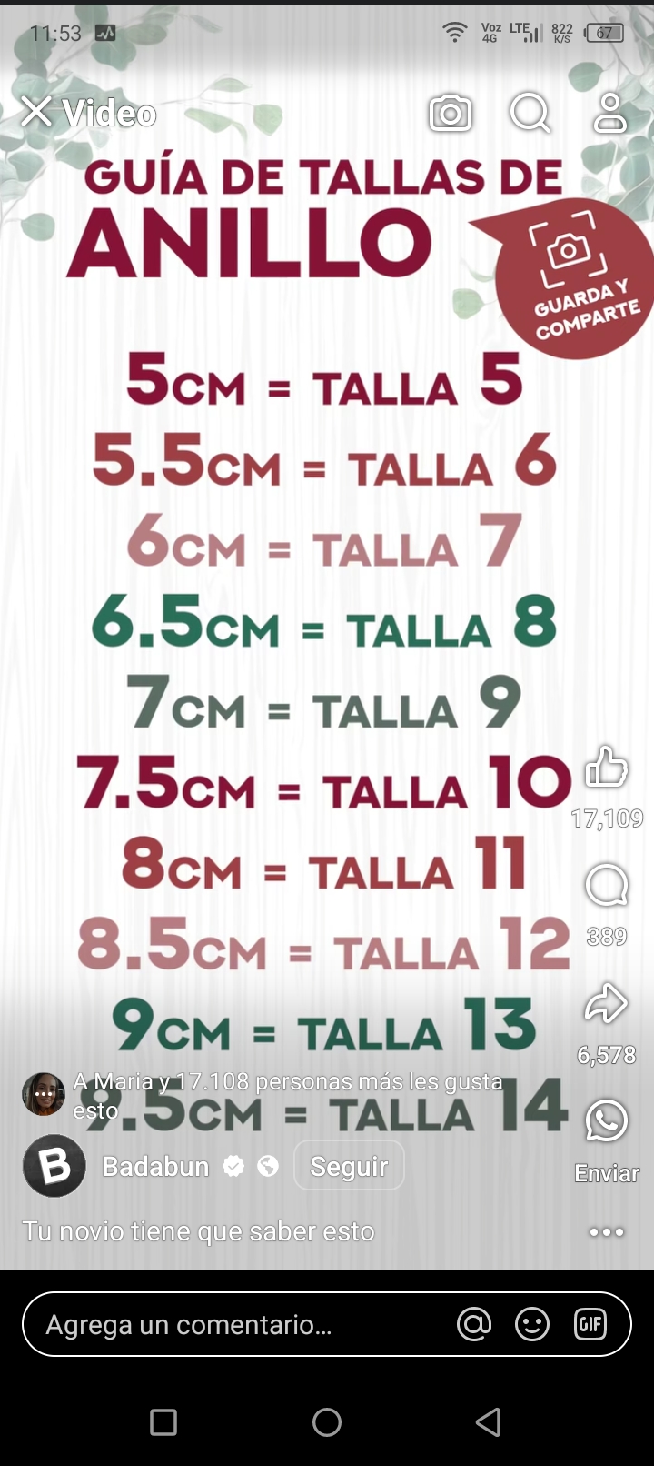 anillos, tallas